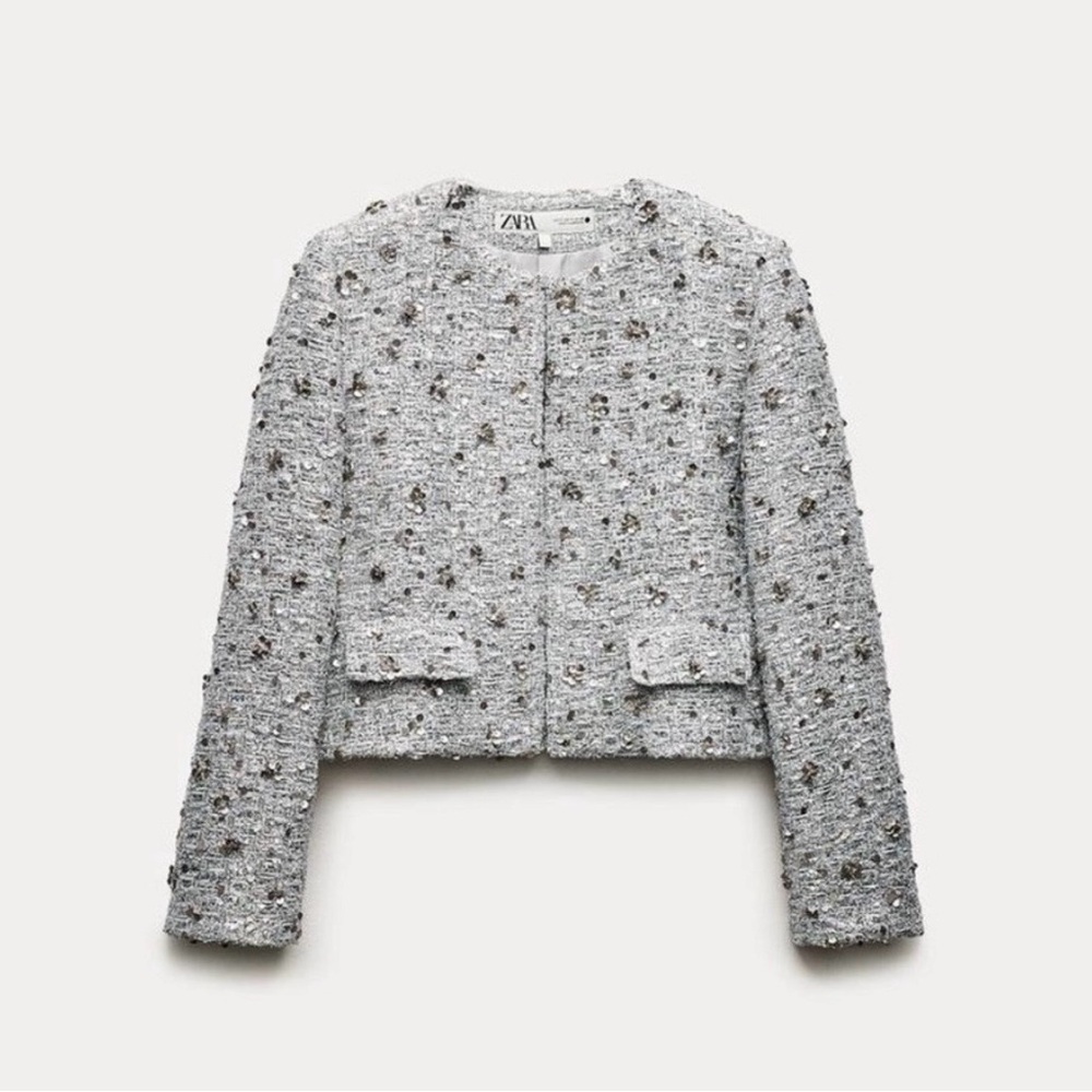Zara Women's  Silver Sequin Jacket
